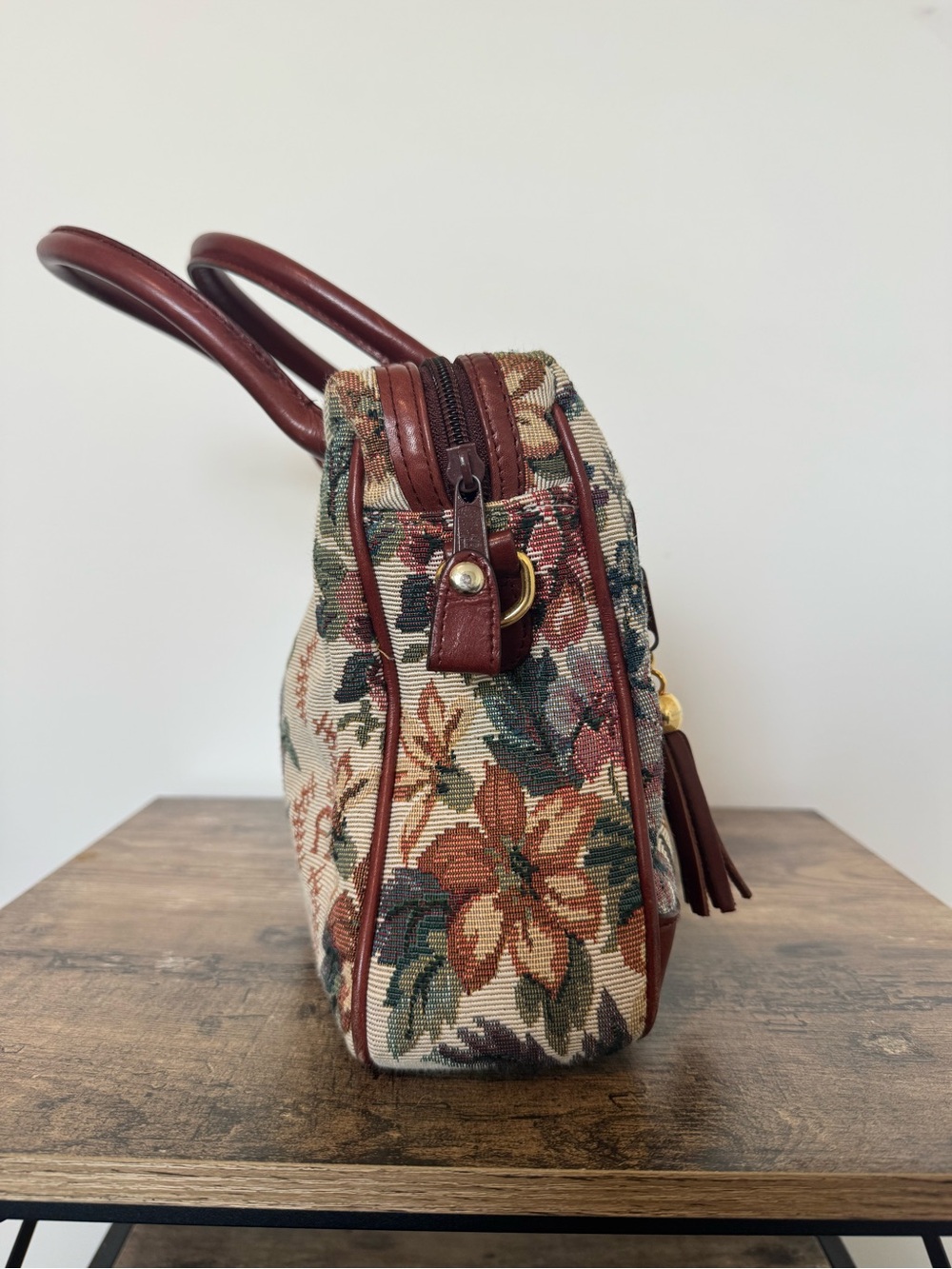 Vintage Etienne Aigner Floral Tapestry Top-Handle Satchel Handbag - Picture 5 of 15